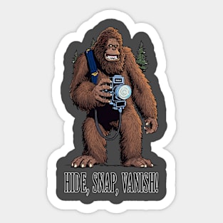 Bigfoot On A Human Photo Safari Sticker